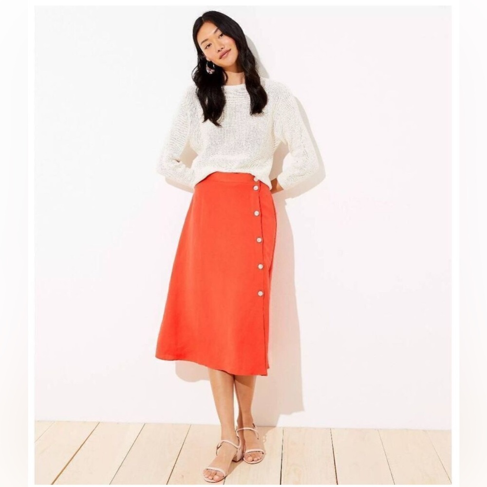 LOFT Linen Midi Skirt, 6